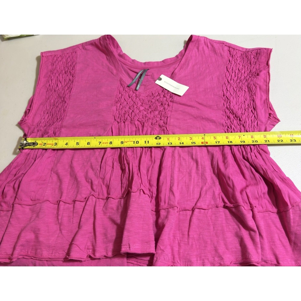 NWT Women's Anthropologie Smocked Flowy Peasant Top Hot Pink Small - Picture 4 of 9